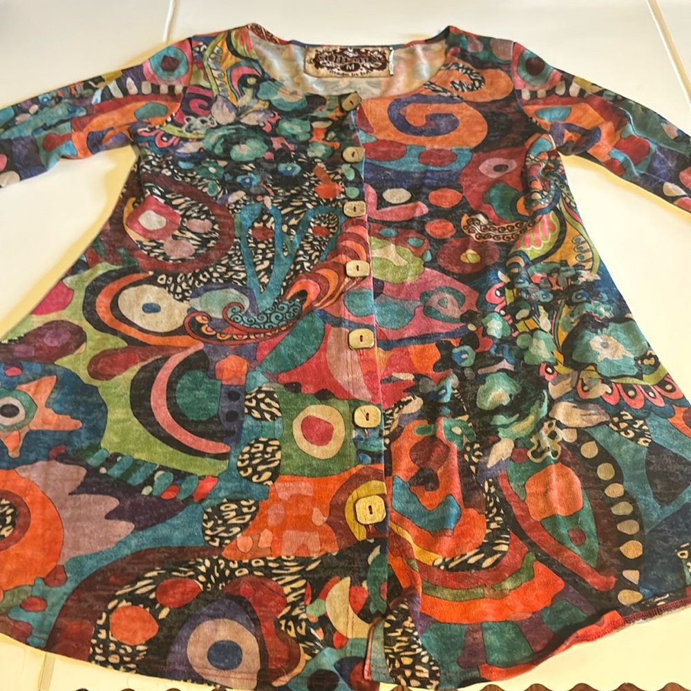 Vintage Amma long sleeve button up shirt/tunic